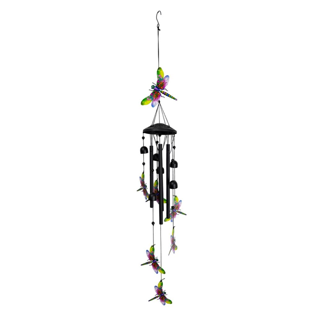 Metal Wind Chime Hanging Decoration with Painted Hummingbird Figurines Outdoor Indoor Garden Patio Porch Accessory