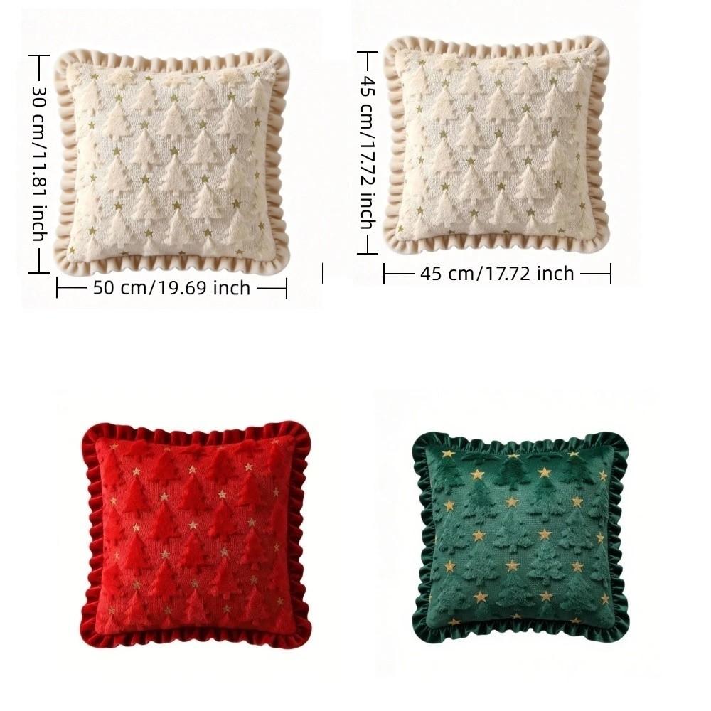 3D Plush Christmas Pillow Cover Embroidered Christmas Tree Pillow Cover Sofa Cushion Cover Home