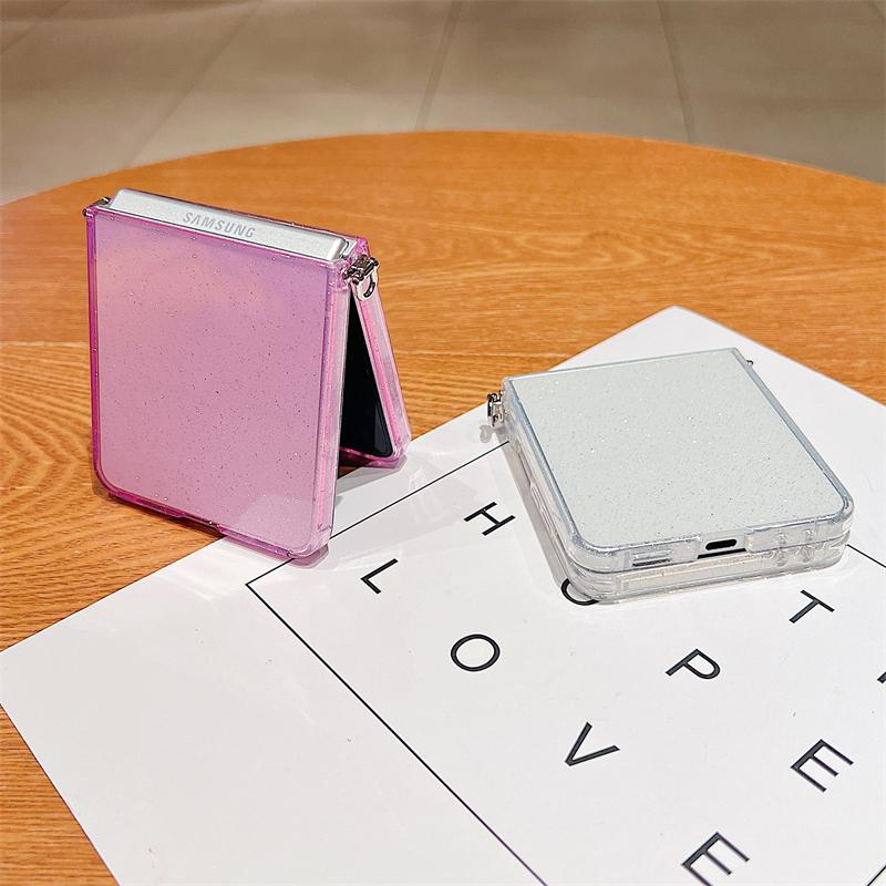 For Samsung Galaxy Z Flip 7 6 5 4 3 Flip6 Flip7 Flip5 Phone Case Glitter Candy Color Fold Shockproof Cover