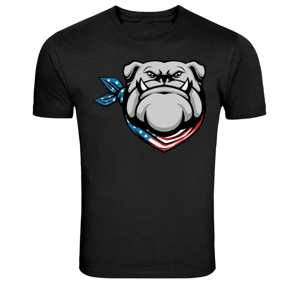 Patriotic Bulldog American Flag Bandana Graphic T Shirt