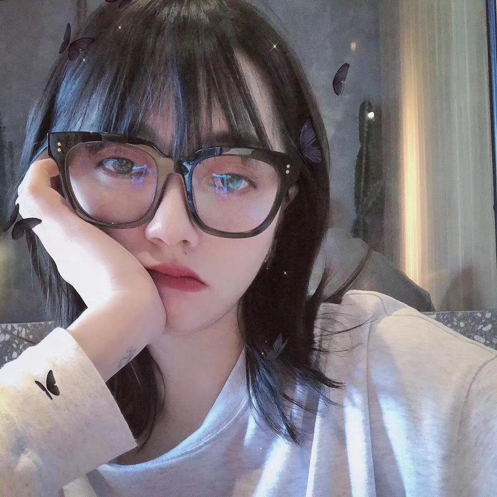 Damen Retro Klassische Schwarze Dicke Rahmen Sonnenbrille - Harajuku Stil für Eckige & Runde Gesichter, Flache Myopiebrille