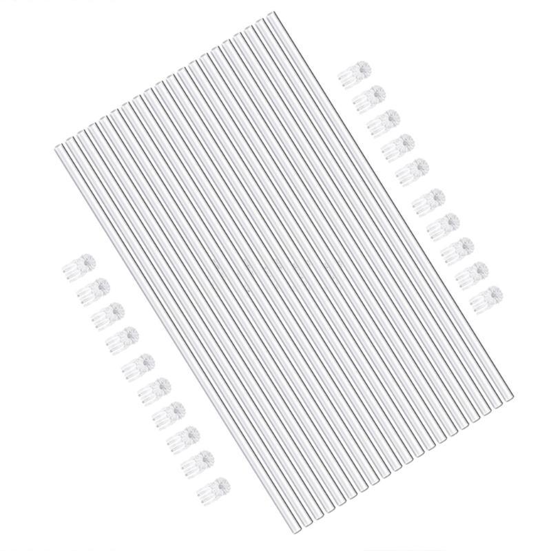 Durably Plant Stakes 20PCS Support for Flower Roses Vegetables 17inch Clear