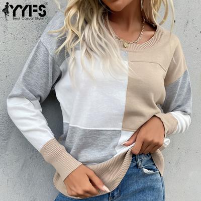 Damenmode Casual Herbst Winter Langarm O-Ausschnitt Pullover