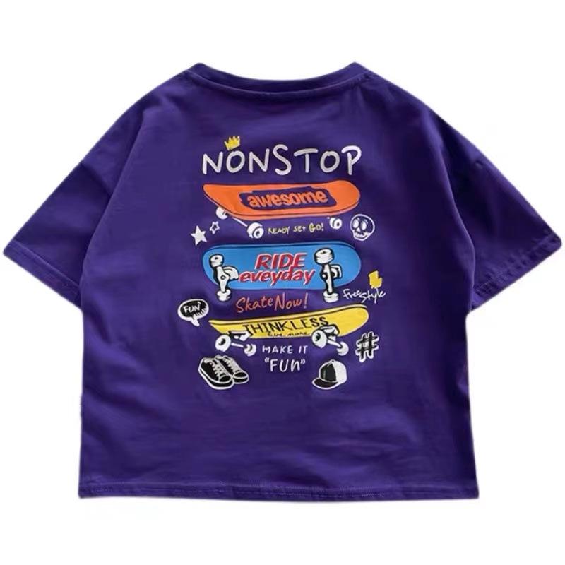 Cool Summer Cotton Korean-Style Kids' Skateboard T-Shirt