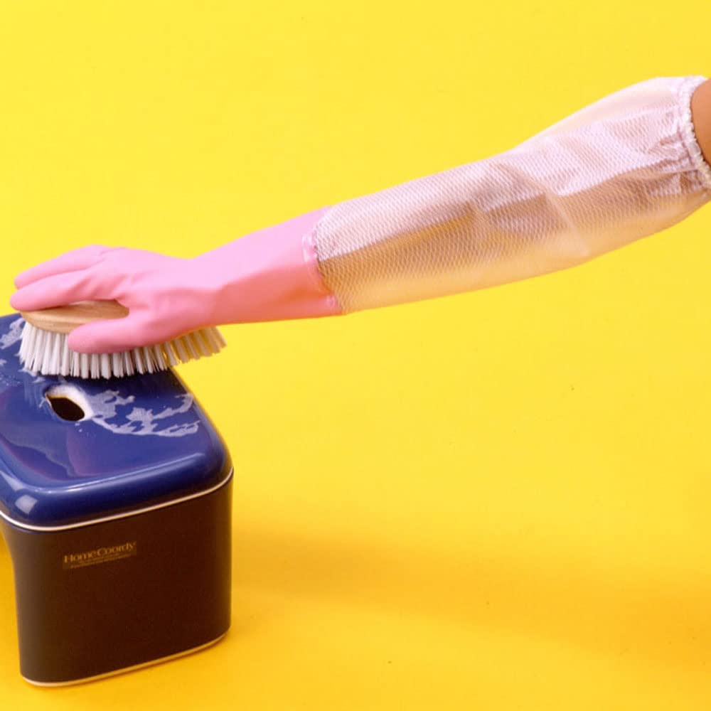 Okabe Showaglove Cooking Gloves 140 with Arm 1 Pair of No. Covers, Thick, Medium, Pink, (Set 2)