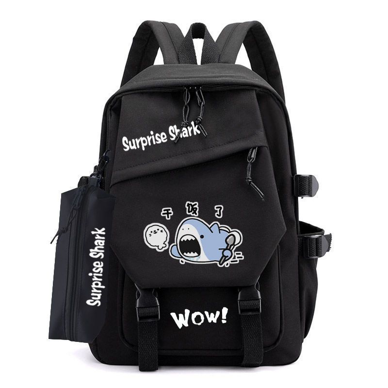 Spoof Cute Shark Expression Backpack Campus Youth Junior High School Students Elementary School Students Handsome Durable Backpack