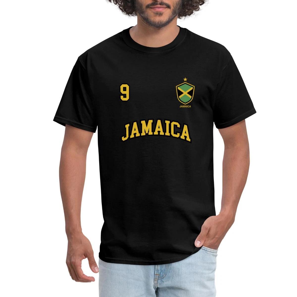 Jamaica Team Sports Number 9 Soccer Jamaican Flag Men s T-Shirt M