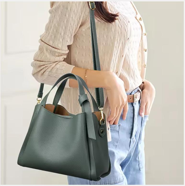 Retro Mode Einfache Neue Textur Große Kapazität Schulter Tasche frauen Handtaschen Tragbare Messenger Eimer Tasche