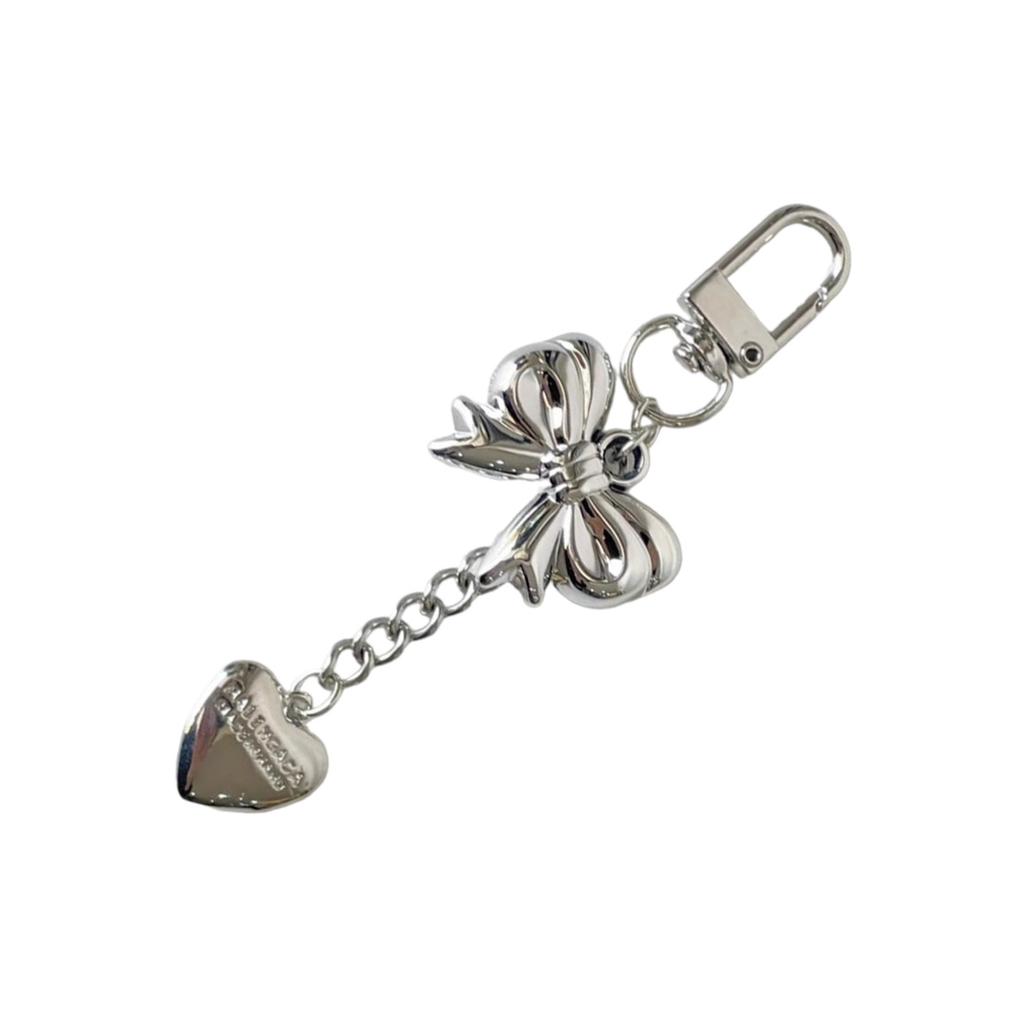 Fashion Heart Bowknot Chain Keychain Pendant Sweet Cool Hanging Decorations Keyring Charm for Purse Bag Backpack Handbag