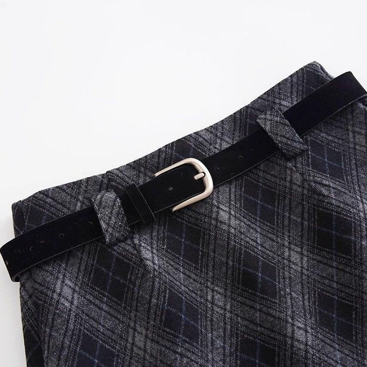 2025 New Retro Plaid Woolen A-line High Waist Petite Skirt - Autumn/Winter Collection