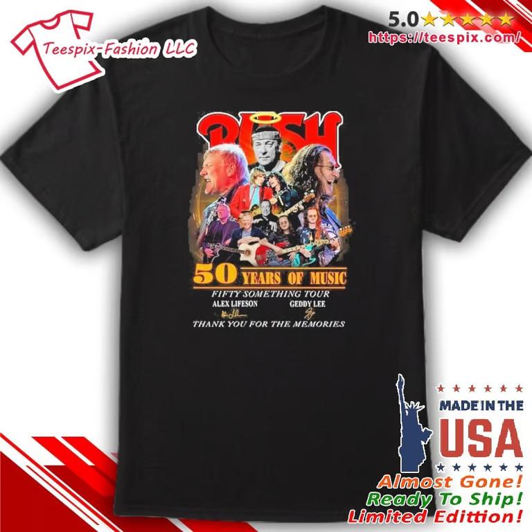 

Tour 2026 Rush Band 50 Years Of Music Thank You For The Memories Shirt Unisex T-Shirt S