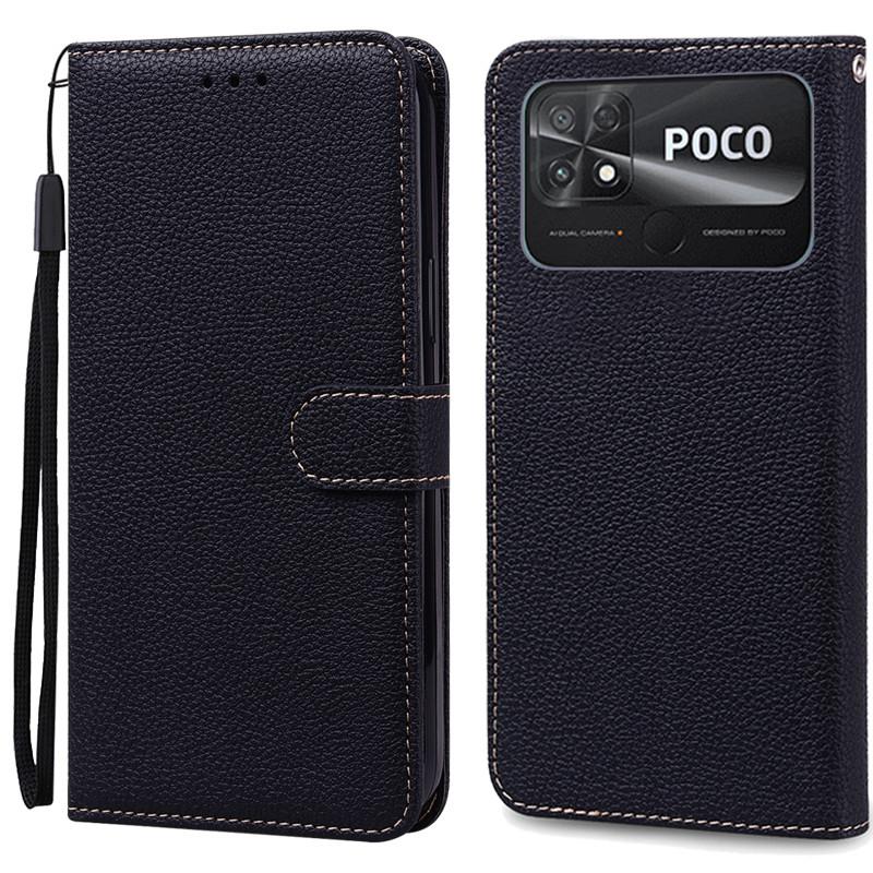 

Чохол POCO C40 Шкіряний Гаманець Чохол-книжка Для Чохол POCO C40 Xiaomi POCO C40 C 40 PocoC40 Чохол для телефону Coque Fundas Etui Shell For POCO C40 чорний