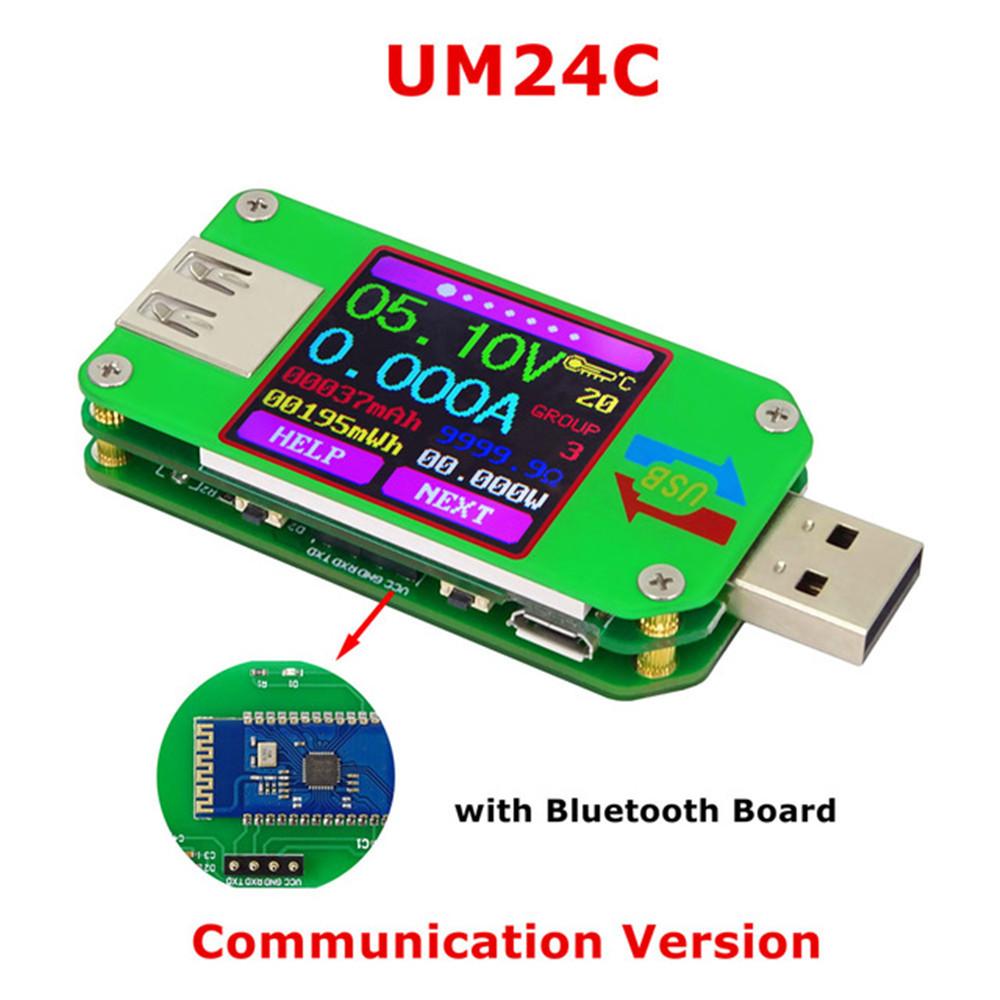 UM24/UM24C UM25/UM25C UM34/UM34C Type-C USB Voltmeter Ammeter Resistance Meter Charging Voltage Current Tester LCD Color Display