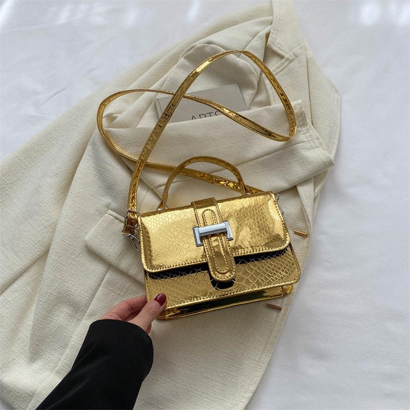 

Stylish Casual Small Square Handbag For Women In Blue Pink Black Silver Gold золотий
