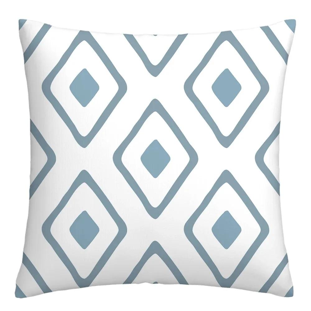 Blue and White Geometric Decorative Pillowcase Living Room Office Home Pillowcase Car Ornaments Ideal Gift