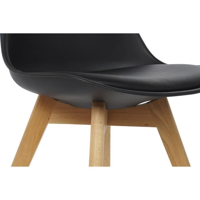 Chaise salle à manger style scandi chaise, pp, hêtre, mousse, pu noir, marron - Couleur:MARRON