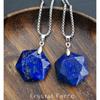 Echte lapis lazuli sechseckige Stern Halskette Heilkristall Anhänger, Verstellbare Naturstein Halskette Reiki Quarz Schmuck Unisex, Edelstahl