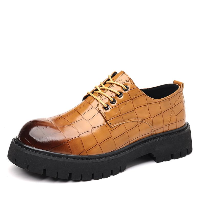 Men British Style Thick Bottom Elevator Leather Shoes Fashion Groom Wedding Dress Shoes for Suits Spring Autumn Casual Footwear