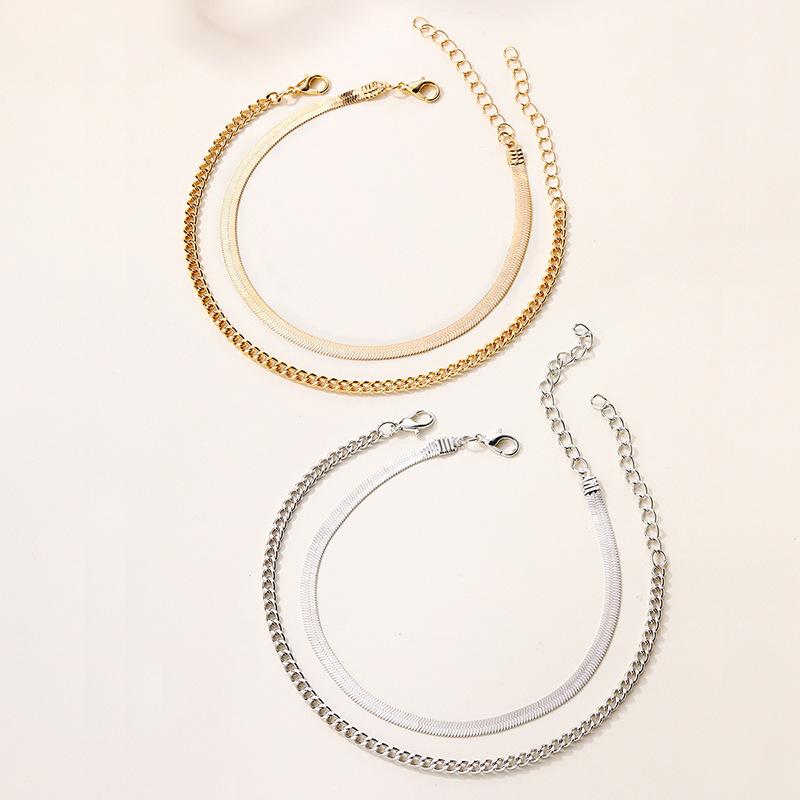 Alloy Double-layer Anklet European and American Jewelry New Thick Chain Jewelry High-end Bracelet Girls Anklet