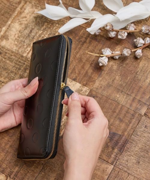 ZUCCHERO Official Long Made in Round Slim Polka Dot Moss 55455 Women's Wallet, Japan, Design, Green,