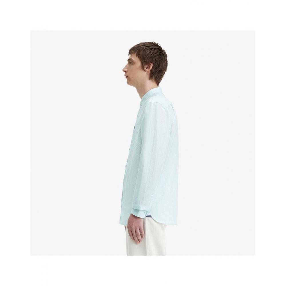 Fred Perry Linen Blend Granddad Collar Shirt  R30  Afpm2417763 R30
