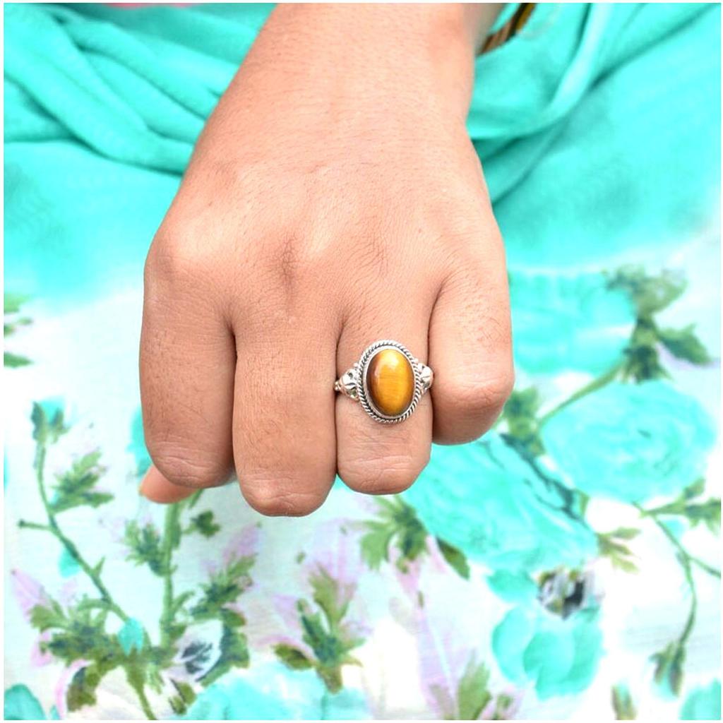 QAVISH Tiger Eye Sterling Silver Ring