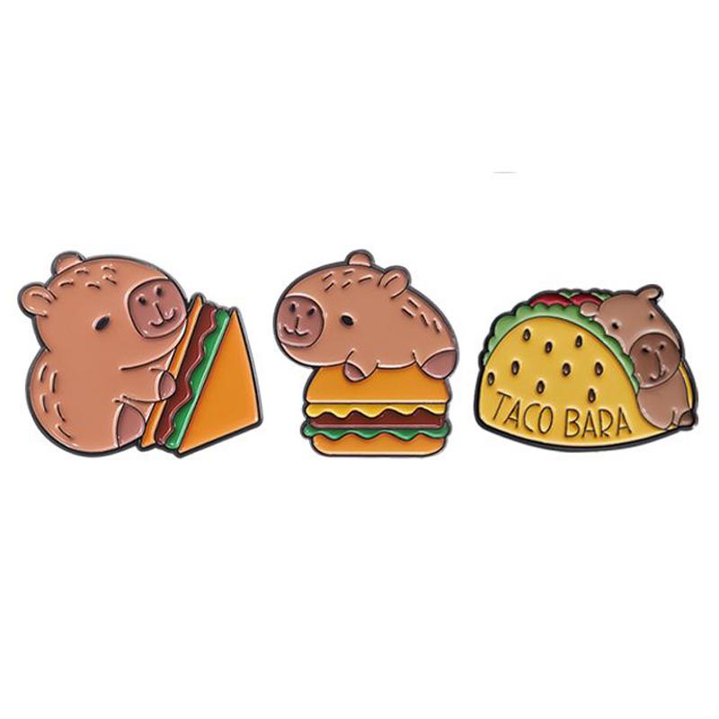 2-9pcs/set Cute Capybara Enamel Pins Creative Cartoon Animal Brooch Lapel Badge Funny Jewelry Accessories Gifts For Kids Friends