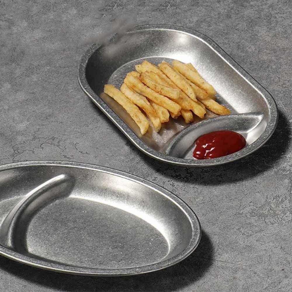Förtjockad Pommes Frites Skål Rostfritt Stål Serveringsbricka Praktisk Dumplingtallrik Restaurang