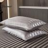 Bed Pillow Protector Striped Satin Pillowcase, Silky Smooth Cover, Gentle on Hair Soft & Skin, Glossy Solid Color Sham for Bedroom Decor, 30"x20"