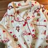Sweet Cartoon Christmas Bear Pajamas Women's Summer Short-sleeved Cardigan Two-piece Girl Casual Loungewear