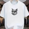 A Round-Neck Short-Sleeve T-Shirt Featuring a Print Design of a Cartoon Pig Head Wearing Glasses on The Front