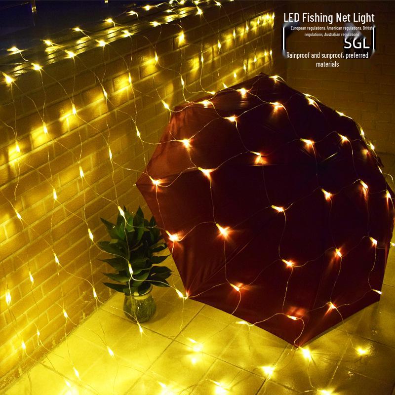 LED Net Fishing Lights, Wedding & Festival Decoration, Handmade Colorful Starry Sky Christmas Holiday Lights 1.5x1.5m 96 lights EU