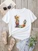 Custom Name Letter Combination Fashion Women T-shirt Floral Letter Font A B C D E F G Short Sleeve Tops White T-shirt