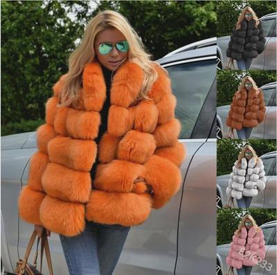 Women's Imitation Fur Coat with Fox Fur Accents for Autumn and Winter