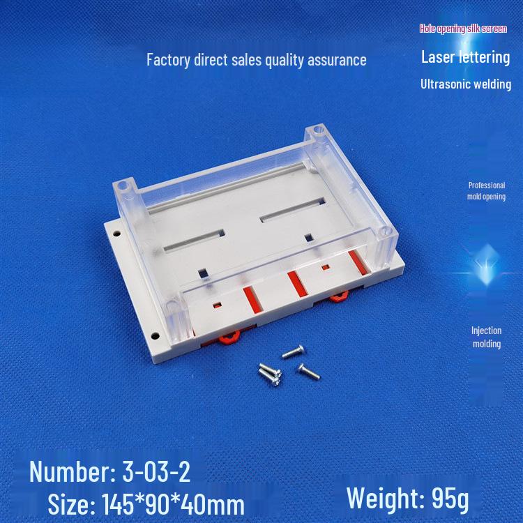 Gray/White Standard DIN Rail Control Enclosure Instrument Chassis with Solid Top Cover (No Holes) - Model 3-03-2:1459040.
