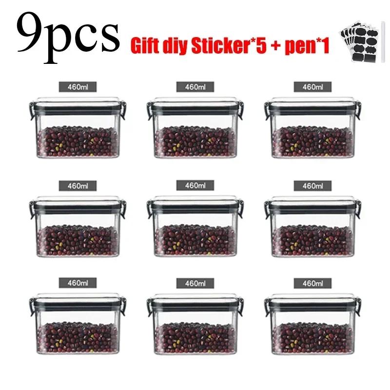 Food Storage Container Set Plastic Kitchen Refrigerator Noodle Breadbasket Sugar Flour Baking Supplies Pantry Organizer Set