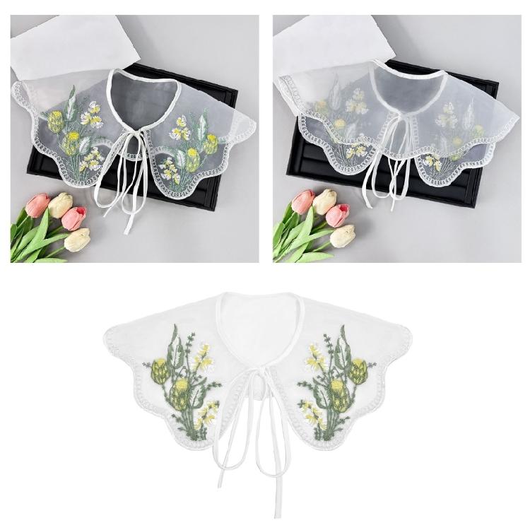 Embroidered Flower Blouse Collar Faux Collar Shirt False Collar Dress Decorative Collar Shawl Wrap Women Clothing Decors