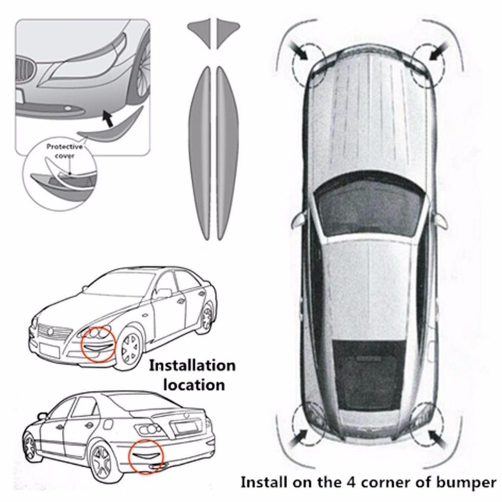 1 Pair Universal Car Rubber Front/Rear Bumper Anti-Scratch Corner Protector Lower Lip Guard Cover