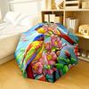 Two Birds Perched On A Rose Bush With Blooming Pink Flowers Automatic Umbrella With Folding Feature Retractable Design With 8 Rib Durability Compact