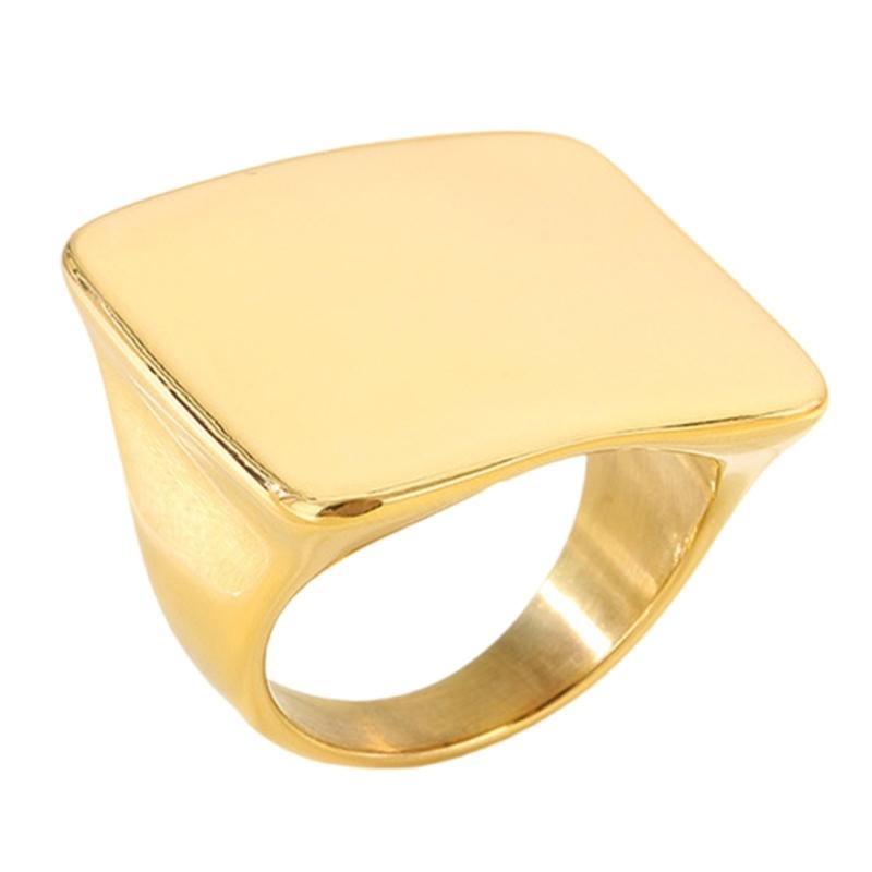 Anillo Cuadrado Contemporáneo de Acero Inoxidable Artesanal Joyería Resistente al Deslustre Para Ocasiones Casuales O Formales
