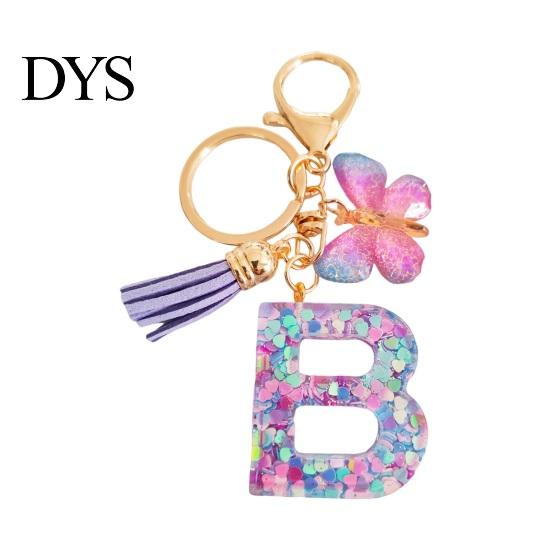 Mobile Phone Charm Butterfly Initial Letter Keychain Pendant Exquisite Practicality Backpack School Relief Craftsmanship Bag Decoration Purple