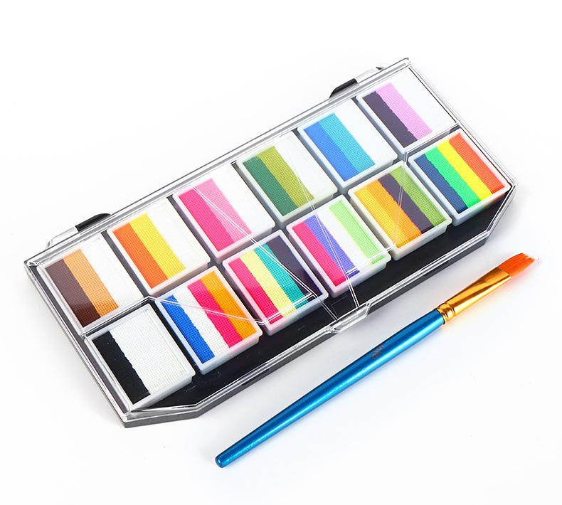 12-Color Patchwork Body Paint: Removable, Brush-Ready, Easy To Apply Halloween Stage Pigment