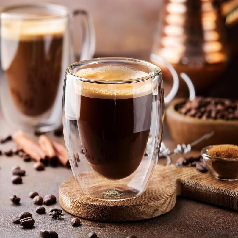 1/3pcs Glass Coffee Cup Transparent Double Walled Glass Heat-resistant Milk Juice Tea Cup Kitchen Bar Party Drinkware Gift Set