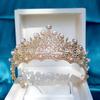 Gold Pearl Rhinestone Princess Baroque Tiara Crown Bridal Headband Headpiece Wedding Hair Accessory