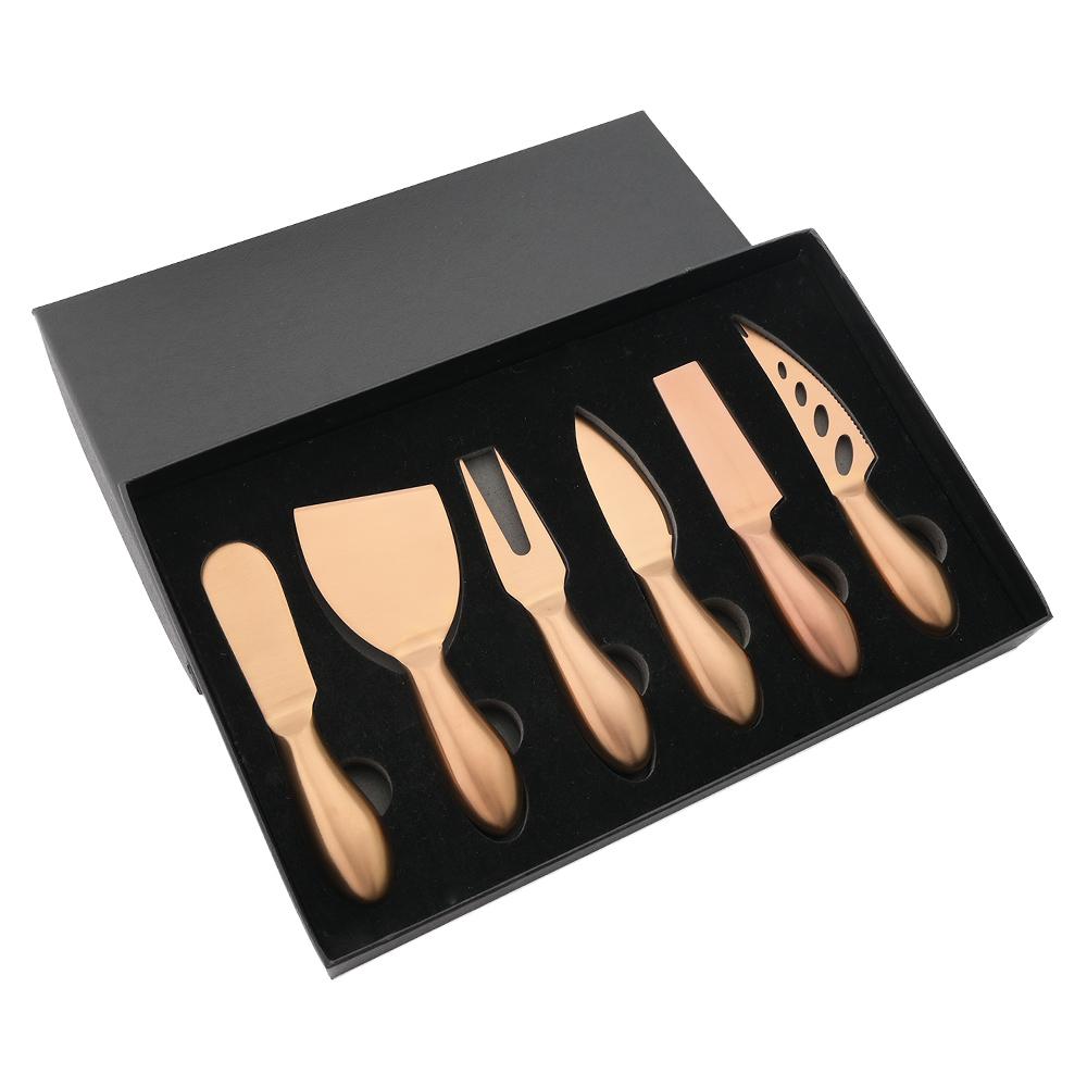 Rainbow 7Pcs Cheese Knife Set Stainless Steel Butter Spreader Cheese Cutter Slicer Fork Kitchen Useful Breakfast Cooking Tools
