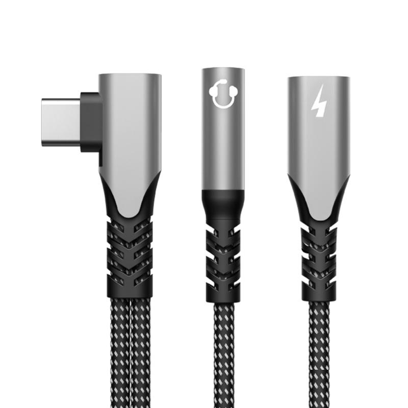 2 in 1 Type C to 3.5mm Sound and PD60W Charging Converters with HiFide Sound and Nylon Braided Cable