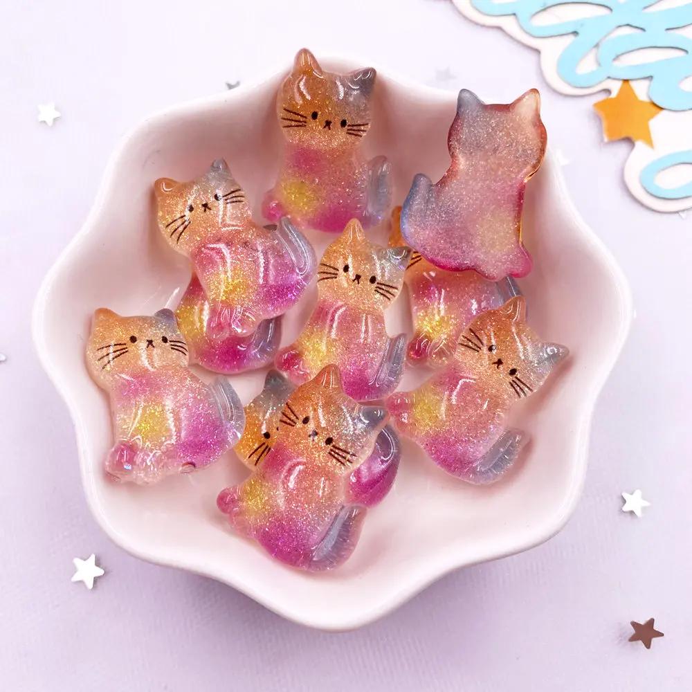 12Pcs Resin Colorful Kawaii Swan Dinosaur Cat Rabbit Butterfly Bear Figurines Flatback Rhinestone DIY Bow Decor Scrapbook Crafts
