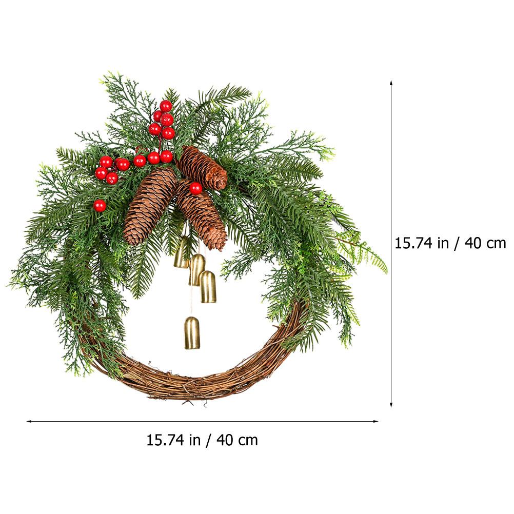 Xmas Wreath Christmas Garland Bell Garland Front Door Decoration Xmas Party Scene Decorative Wreath Wall Hanging Decoration