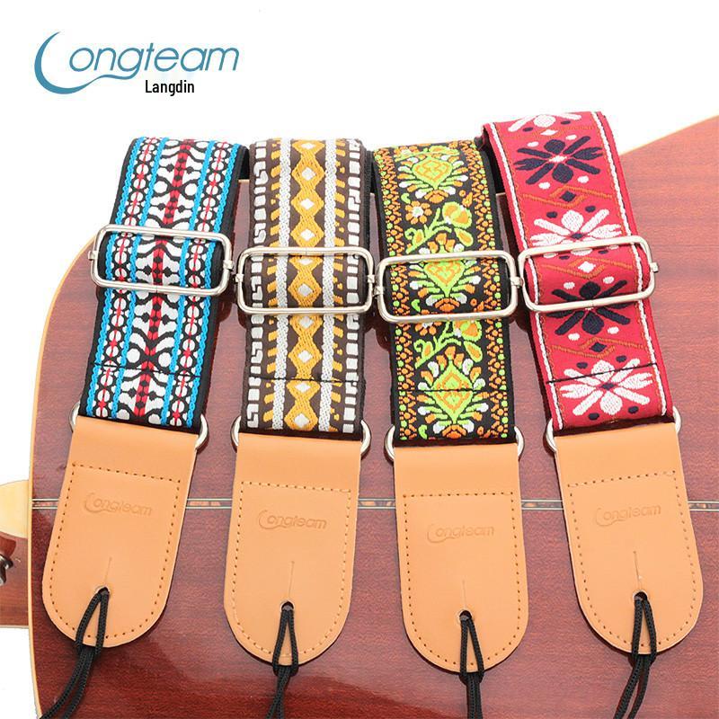 Ethnic Style Embroidered Guitar Crossbody Shoulder Strap for Acoustic and Electric Guitars.