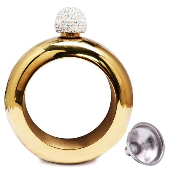 

3.5oz Bangle Bracelet Hip Flask 304 Stainless Steel Hip Flask for Whiskey Portable Alcohol Liquor Flask with Funnel YY092